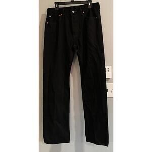 Levis 501 Jeans Original Fit‎ Button Fly Straight Leg Black Denim Mens 34x33